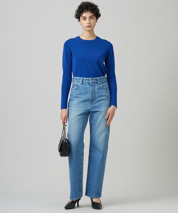 ICB L 【洗える】 エクストラファインメリノ クルーネックプルオーバー ロイヤルブルー系