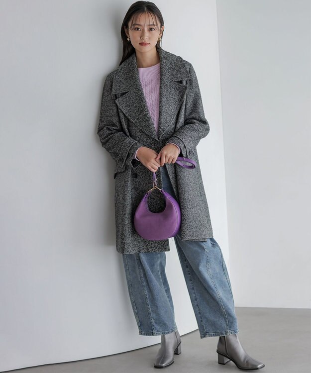 組曲 L 【加藤ローサさん着用】コットンカシミヤMIX ケーブル ニット ピンク系