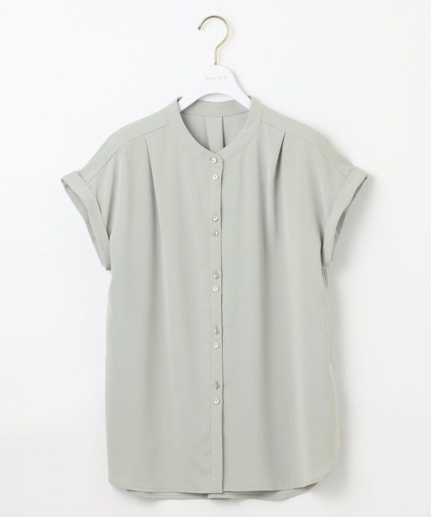 ANY SIS L 【洗える】ダブルボタンフレンチスリーブ ブラウス ミント