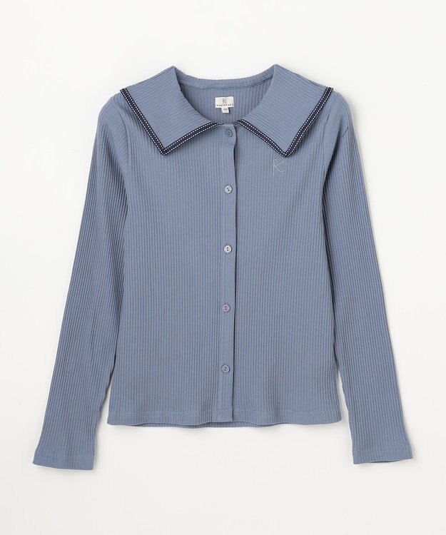 組曲 KIDS 【150-160㎝】セーラーカラー リブトップス サックスブルー