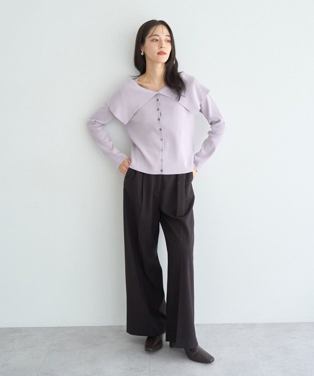 YECCA VECCA 2wayオフショルカラーカーディガン Lavender