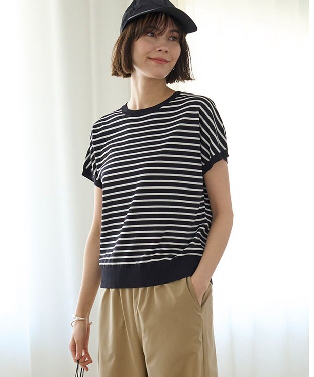 UNFILO スゴ機能 コンパクトニットT ブラック×オフ