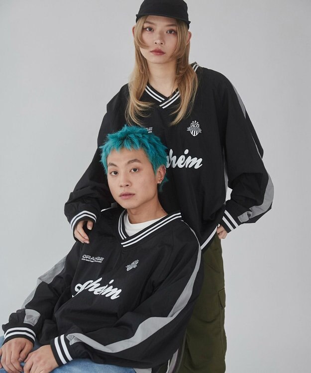WEGO 【ユニセックス着用ITEM】ナイロングラフィックプルオーバー ブラック