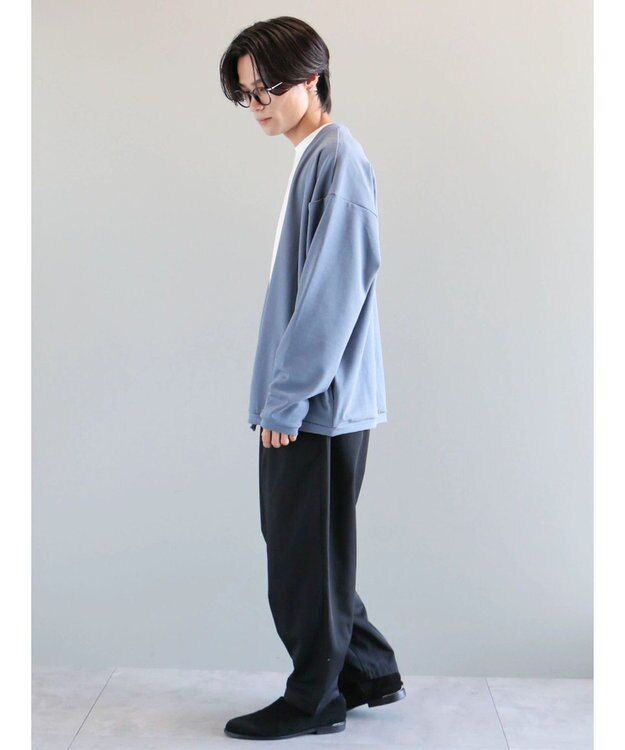 CRAFT STANDARD BOUTIQUE 梨地カットカーディガン＋ＬＳ　ＴＥＥーＳＥＴ Blue