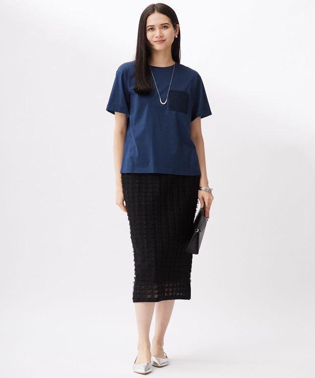 自由区 L 【セットアップ対応・洗える】シアーカットジャカード スカート ブラック