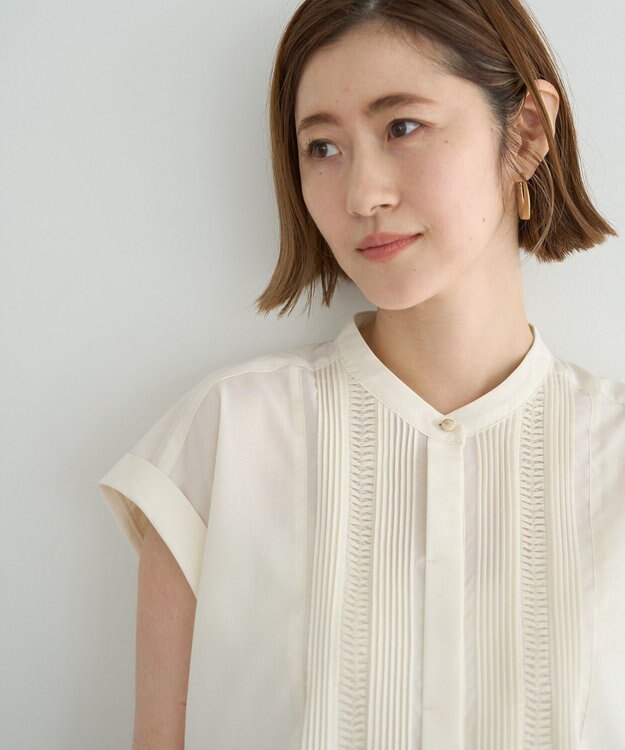 YECCA VECCA スモッキングピンタックシャツ Off White