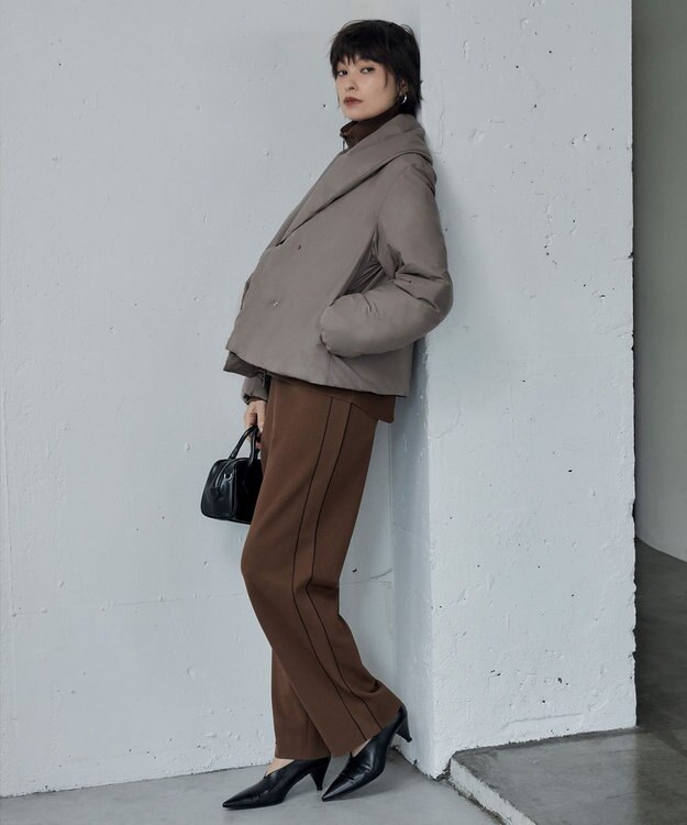 ICB 【洗える】シンセティックダブルフェイス  ニットトラックパンツ コーヒー系