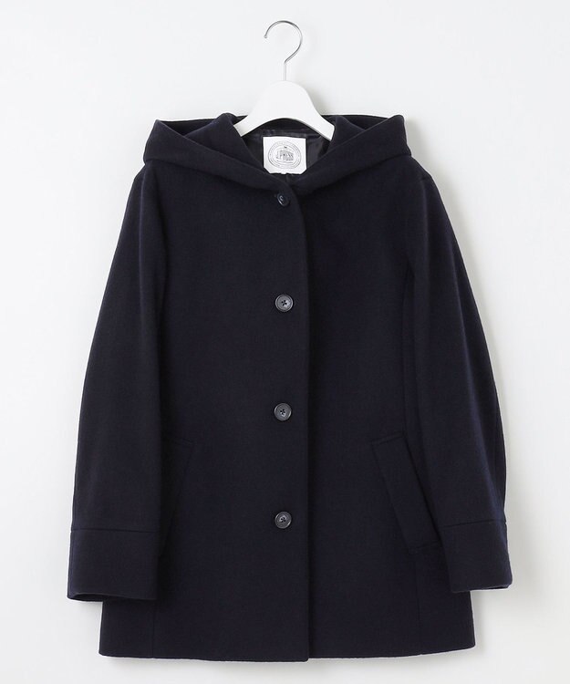 J.PRESS LADIES ショートビーバー フーデッド コート ネイビー系