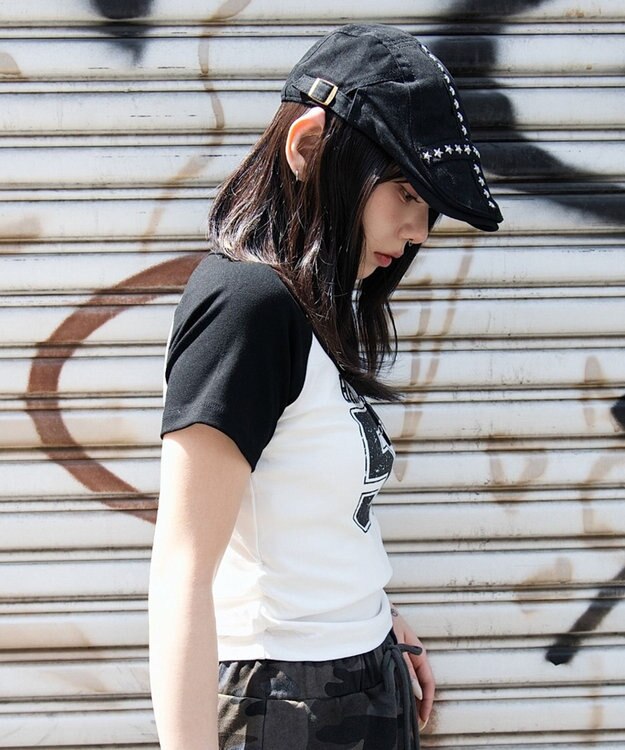 WEGO グラフィックラグランヘンリーネックT 柄1