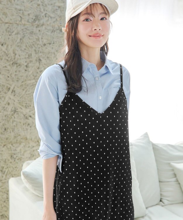 Tiaclasse 【洗える】プリーツキャミワンピース ドット