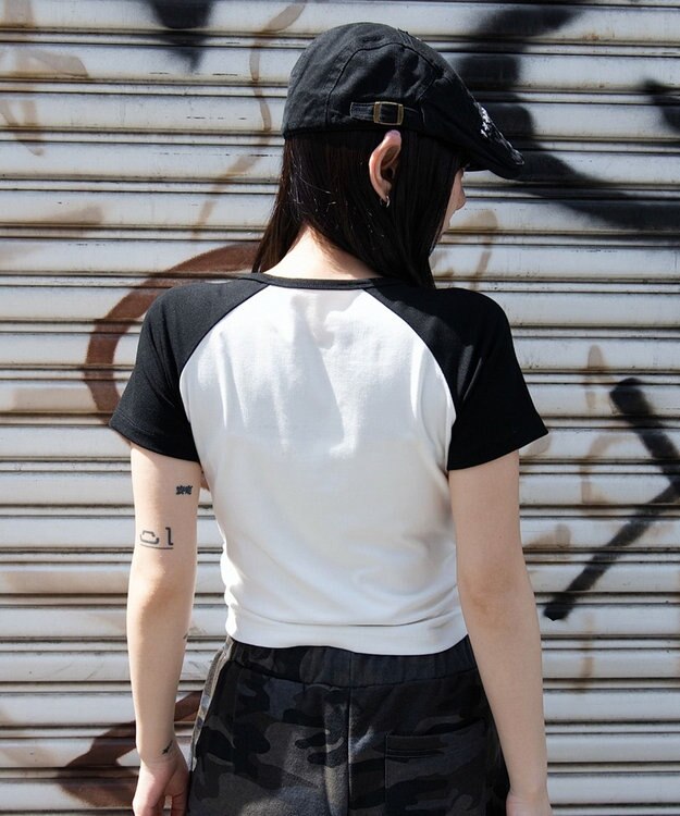 WEGO グラフィックラグランヘンリーネックT 柄1