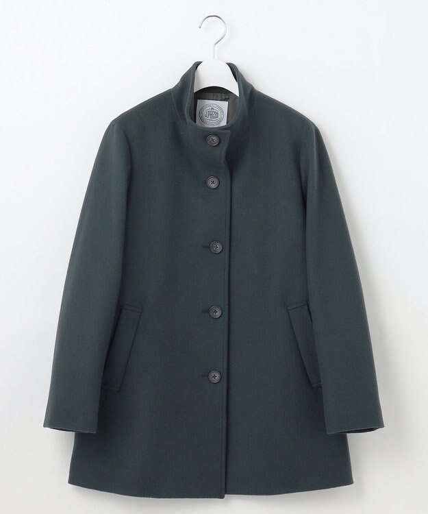 J.PRESS LADIES ショートビーバー スタンドカラー コート ダークグリーン系