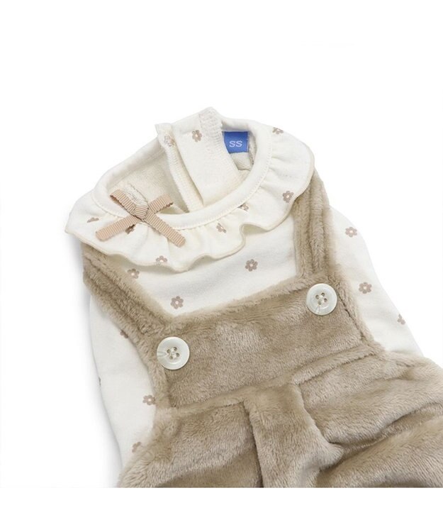 PET PARADISE ペットパラダイス パンツつなぎ 《花 フリル》 小型犬 ベージュ