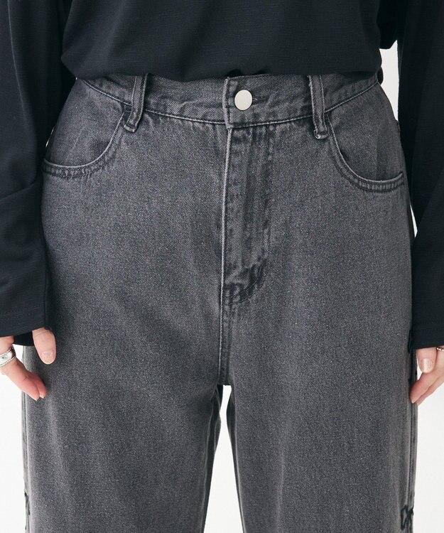 Green Parks ・ＤＯＵＢＬＥ　ＦＬＡＧＳ　サイドリボン刺繍デニ Black