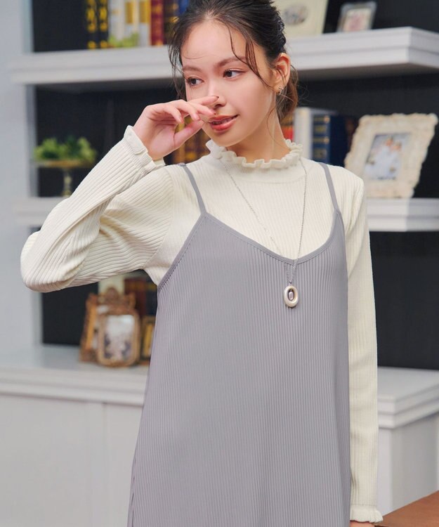 Tiaclasse 【洗える】プリーツキャミワンピース グレージュ