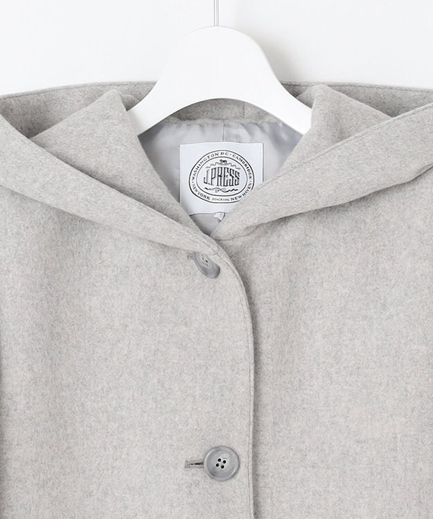 J.PRESS LADIES ショートビーバー フーデッド コート ライトグレー系