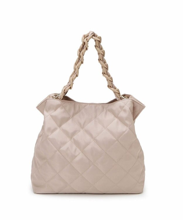 TOPKAPI 【TREASURE TOPKAPI】キルティング アクリルチェーン付 トート バッグ ペールベージュ