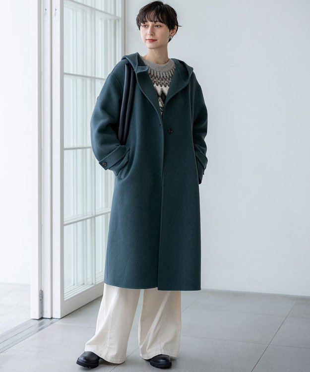 23区 【洗える】ジャガード クルーネック ニット ライトグレーベース