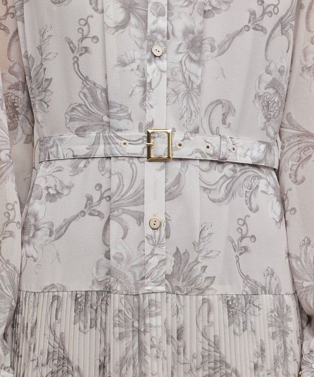 GRACE CONTINENTAL 【オンラインストア・梅田阪急店限定】フラワープリントプリーツワンピース グレー