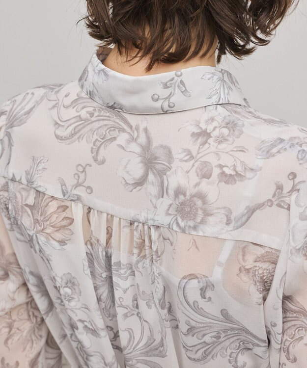 GRACE CONTINENTAL 【オンラインストア・梅田阪急店限定】フラワープリントプリーツワンピース グレー