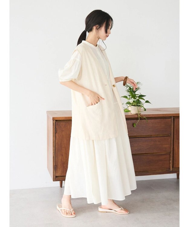 CRAFT STANDARD BOUTIQUE インド綿ティアードマキシワンピース Ivory