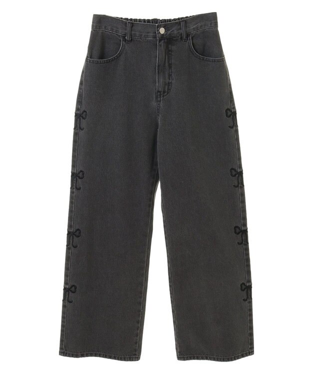 Green Parks ・ＤＯＵＢＬＥ　ＦＬＡＧＳ　サイドリボン刺繍デニ Black