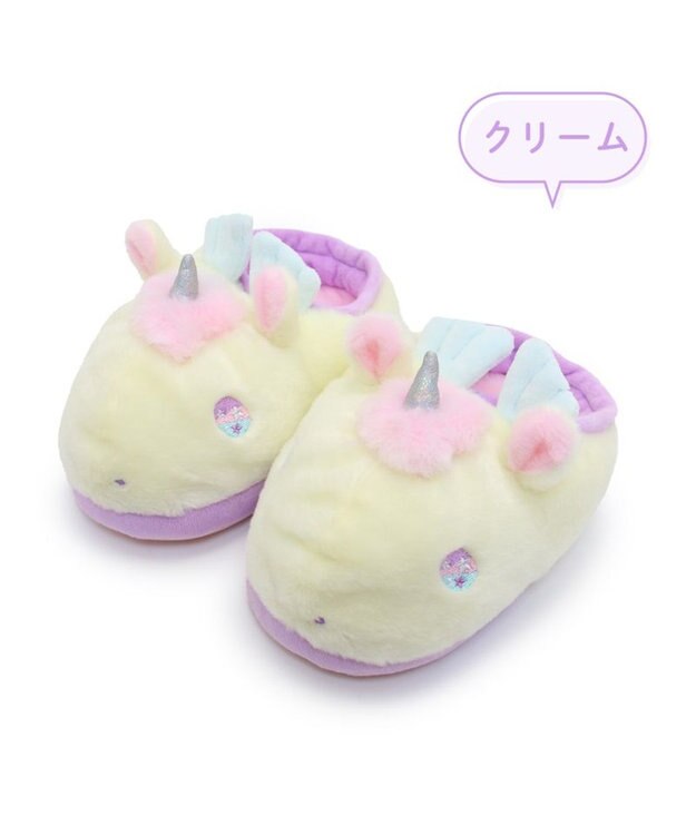 Mother garden マザーガーデン ユニコーン ふわふわ キッズスリッパ  《クリーム》