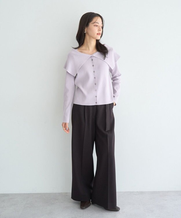 YECCA VECCA 2wayオフショルカラーカーディガン Lavender