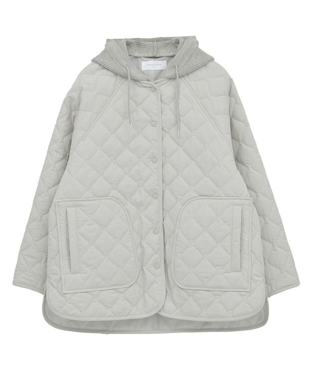 Green Parks ２ＷＡＹニットフードキルティングブルゾン Light Gray