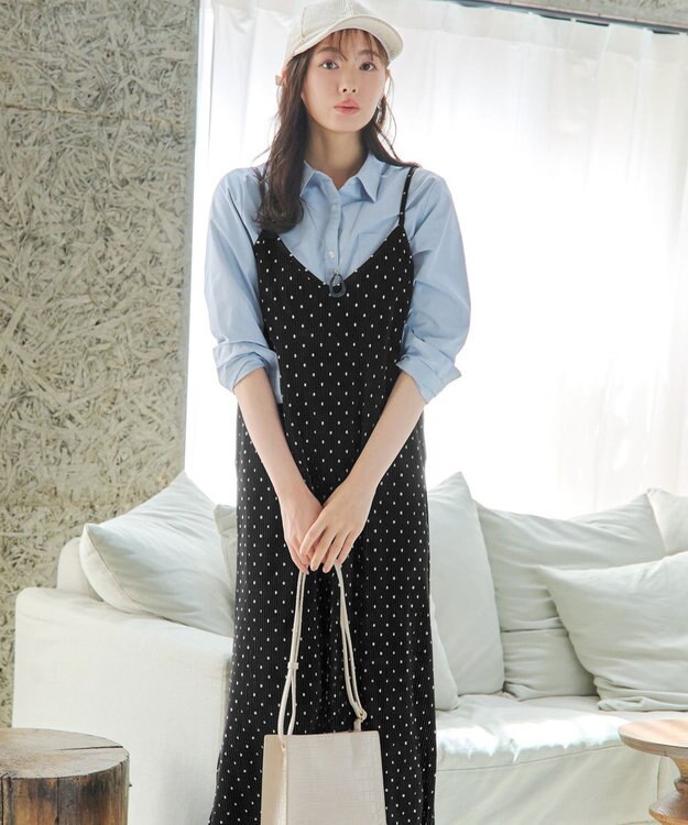 Tiaclasse 【洗える】プリーツキャミワンピース ドット