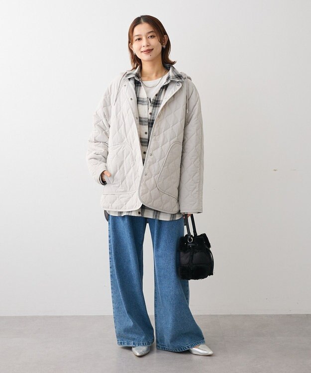 Green Parks ２ＷＡＹニットフードキルティングブルゾン Light Gray