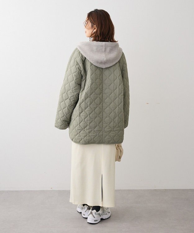 Green Parks ２ＷＡＹニットフードキルティングブルゾン Khaki