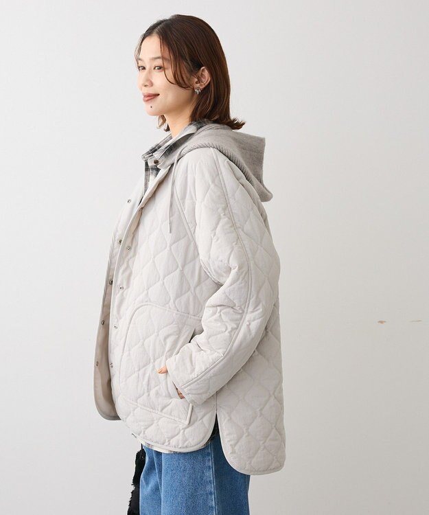 Green Parks ２ＷＡＹニットフードキルティングブルゾン Light Gray