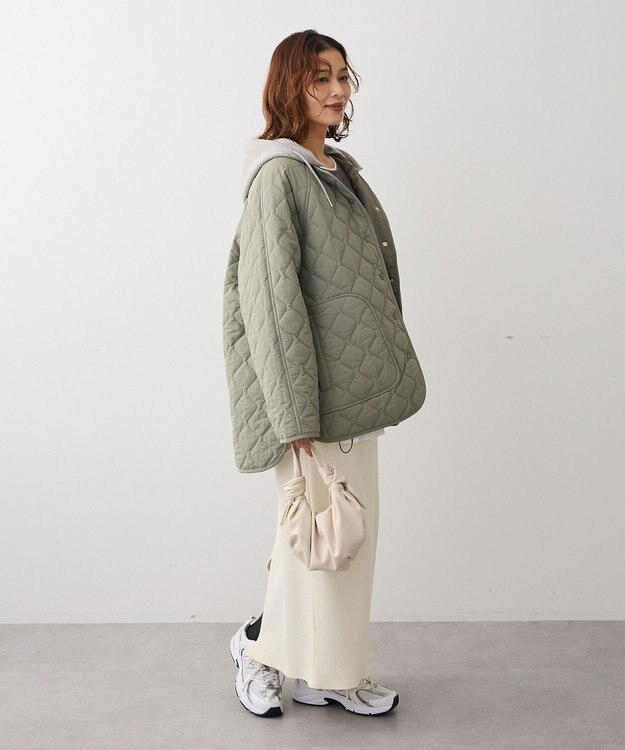 Green Parks ２ＷＡＹニットフードキルティングブルゾン Khaki