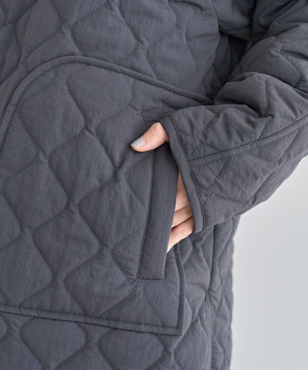 Green Parks ２ＷＡＹニットフードキルティングブルゾン Charcoal Gray