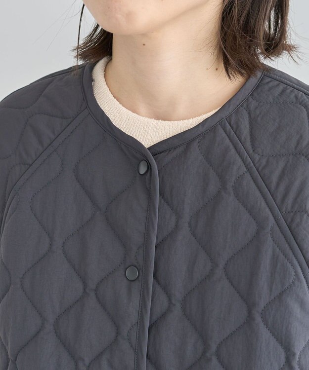 Green Parks ２ＷＡＹニットフードキルティングブルゾン Charcoal Gray