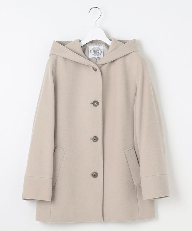 J.PRESS LADIES ショートビーバー フーデッド コート ベージュ系