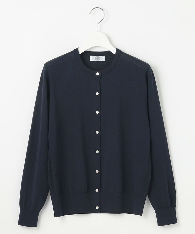 J.PRESS LADIES S 【洗える】BASIC HT COTTON クルーネック カーディガン ネイビー系