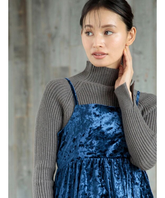 Green Parks ・ＥＬＥＮＣＡＲＥ　ＤＵＥクラッシュベロアキャミチュニック Blue