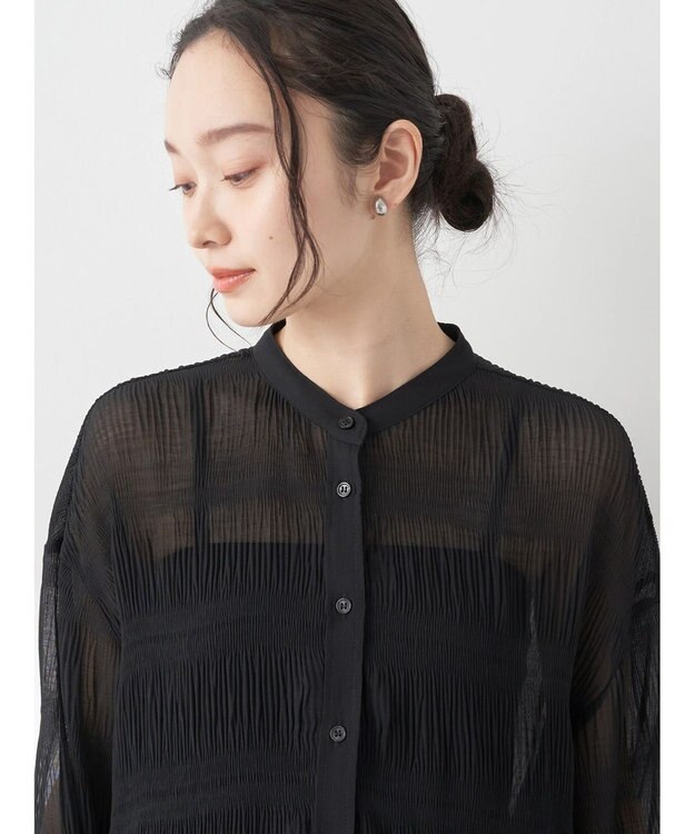 earth music&ecology クシュクシュシアーシャツ Black