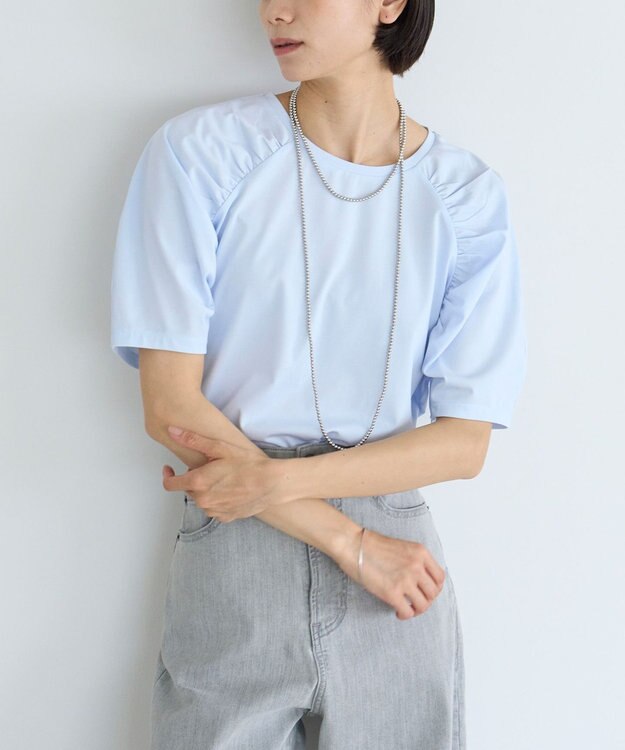 UNFILO ショルダーギャザーT サックス