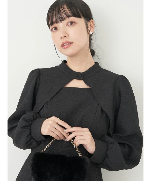 earth music&ecology ＳＥＴ２点ジャガードボレロ＋ワンピース Black