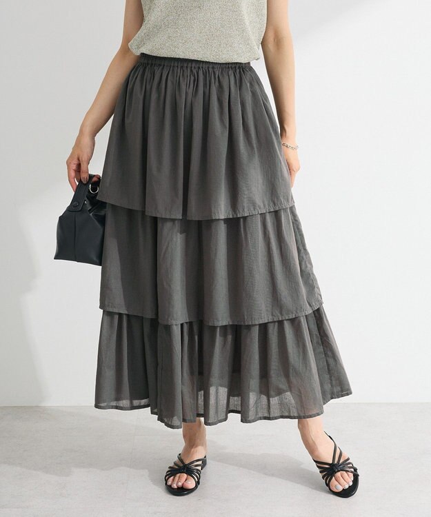 Green Parks Ｉ　ボイル段々ティアードスカート Charcoal Gray