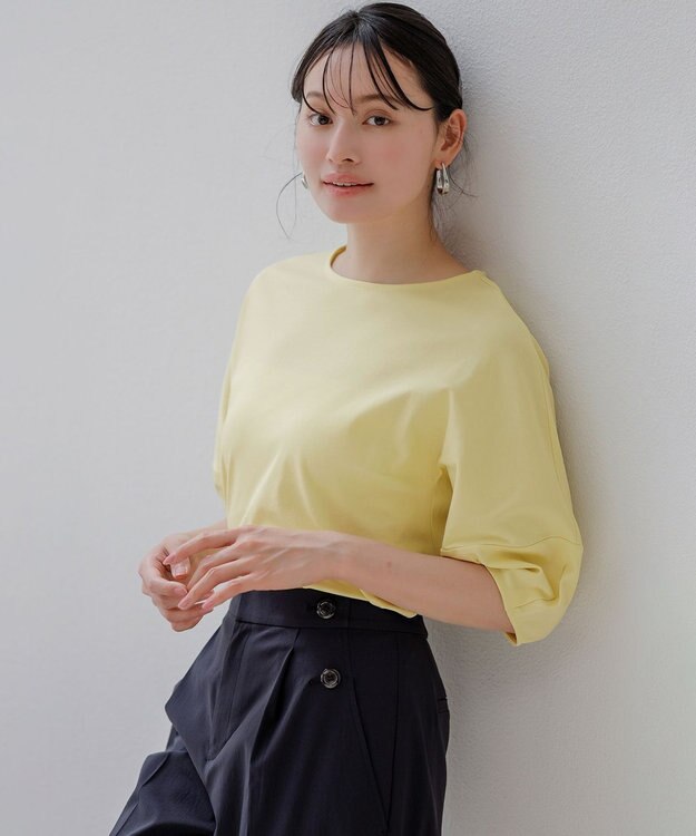 ANY SIS S 【撥水・汗ジミ防止・UVケア・洗える】スーピマスムース クロップド Tシャツ イエロー