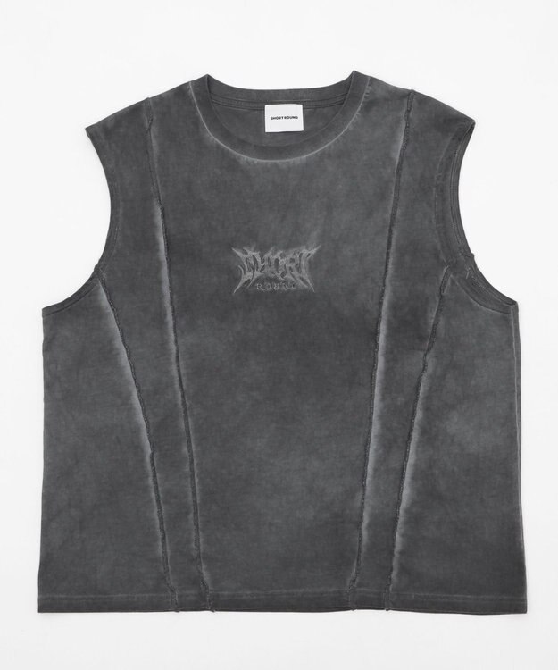 WEGO 【ユニセックス着用ITEM/MLサイズ展開】コールドダイスウィッチングロゴノースリーブ スミクロ