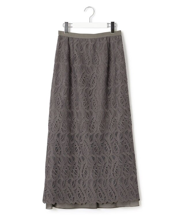 23区 【洗える】ジオメトリックレース Iライン スカート ブラウン系