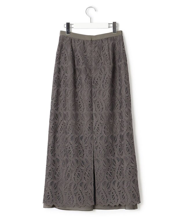 23区 【洗える】ジオメトリックレース Iライン スカート ブラウン系