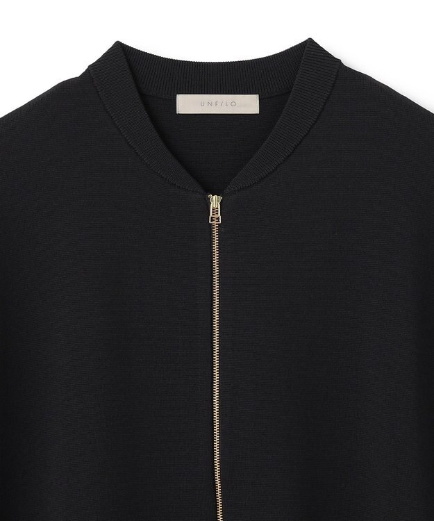 UNFILO L スゴ機能美ニット スリーブレスブルゾン ブラック