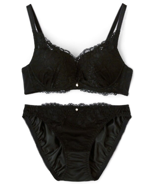 San-ai Resort（三愛水着楽園） 【northerly bra フィットシリーズ 谷間メイク】 カシュクールレースモールド ブラジャー＆ショーツSet B～Fカップ ブラック