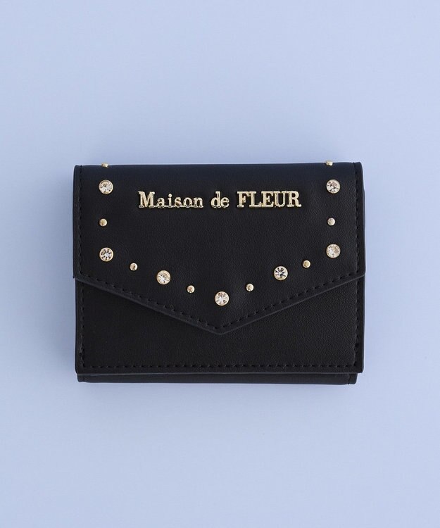 Maison de FLEUR ビジュースタッズプチウォレット Black